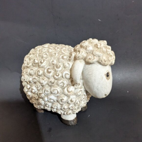 Adorable Decorative Sheep Figurine Textured White Swirls Rustic Farmhouse Decor - Picture 7 of 10